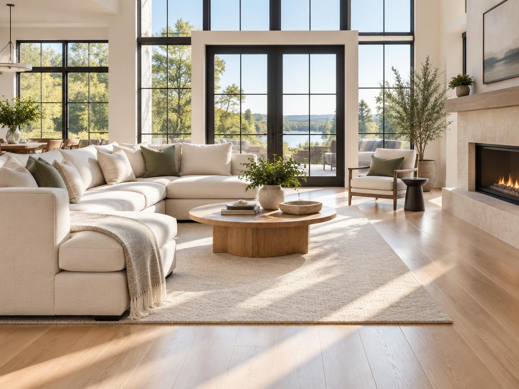 Bright, spotless living room after professional cleaning
