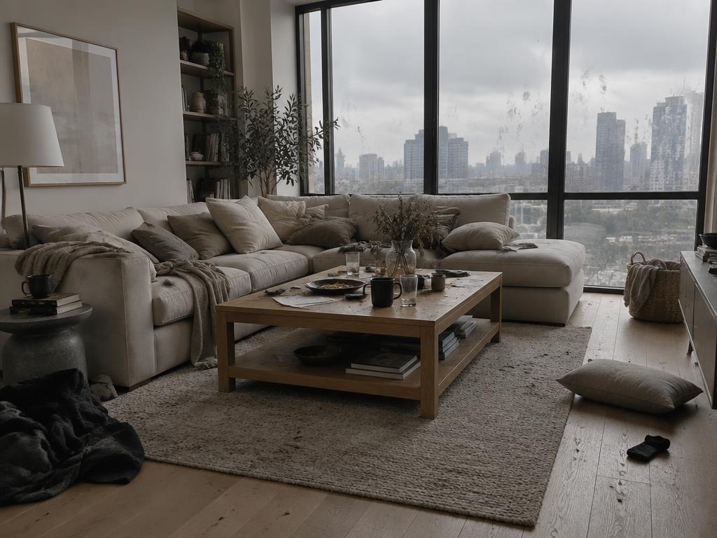 Living room before professional cleaning